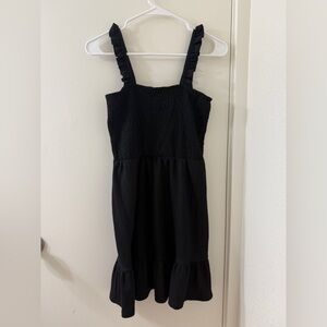 Topshop shirred flippy mini dress in black